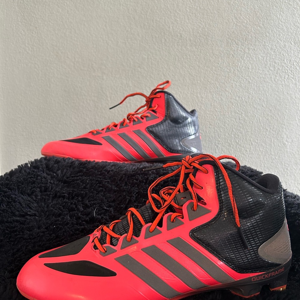 Men’s Adidas Quickframe Red and Black Football Cleats Size 12
